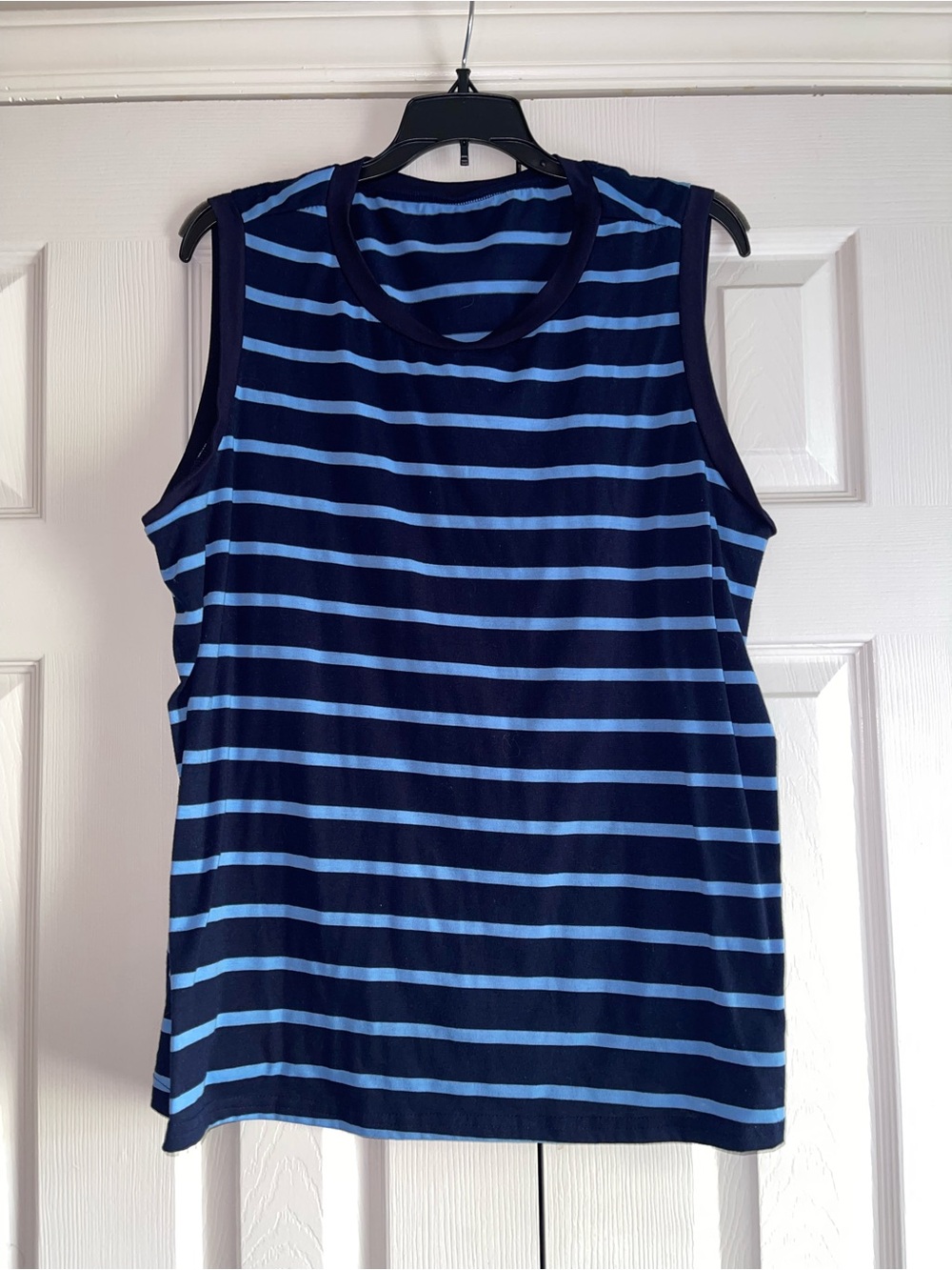 Women’s Navy and Light Blue Striped Sleeveless Top